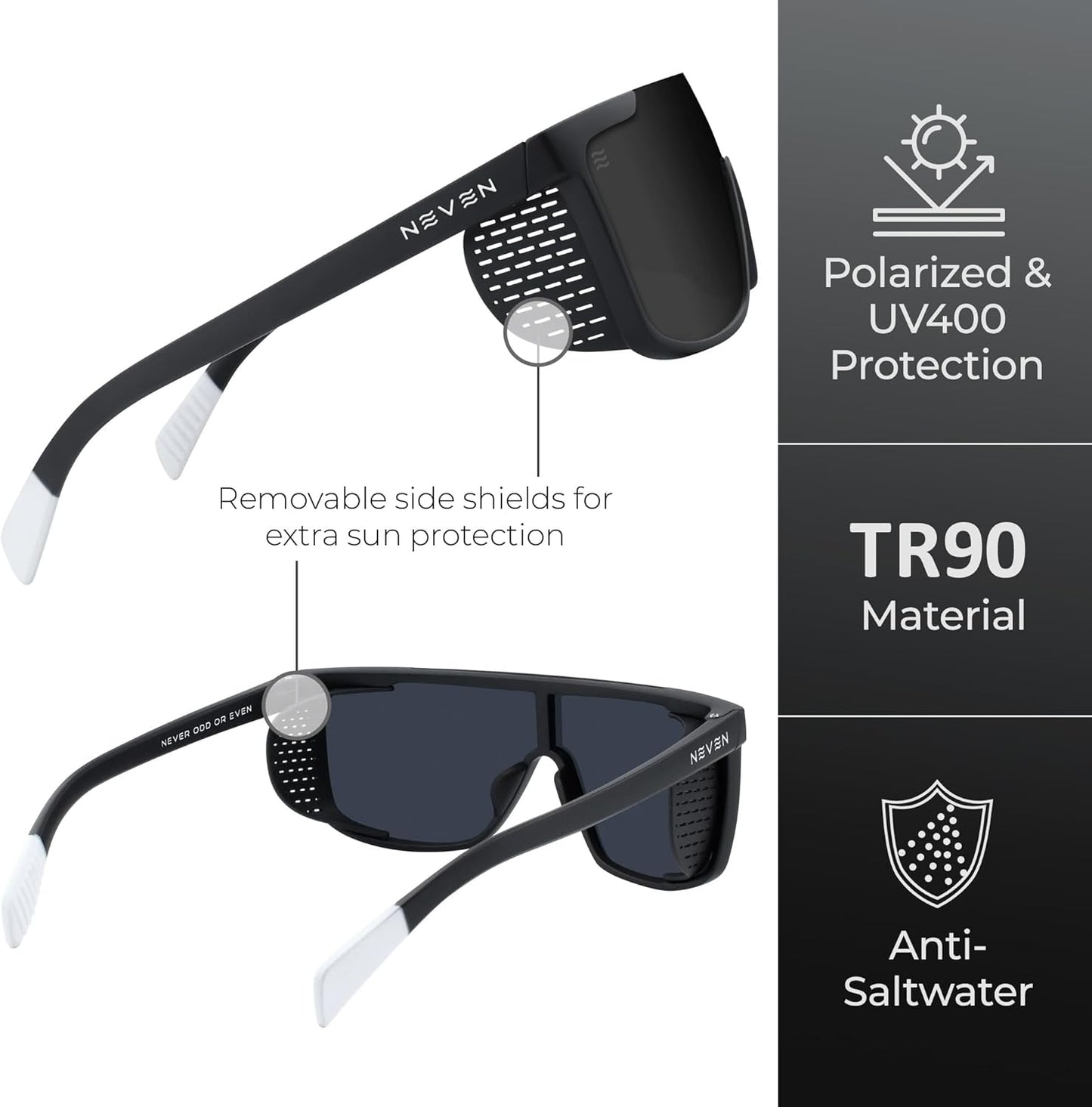 NEVEN Daywalkers Polarized Sunglasses - Sleek UV Protection with Side Shields | Stylish Club Shades for All