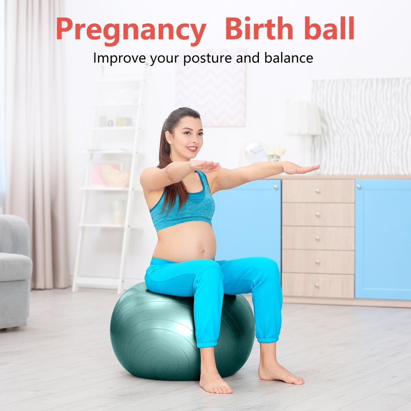 Primasole Stability Ball 55cm(21.7inch- 65cm(25.6inch) Diameter Thickened Yoga for Pregnancy & Exercise - Fitness Ball for Pilates, Office Chair and Birth Support.