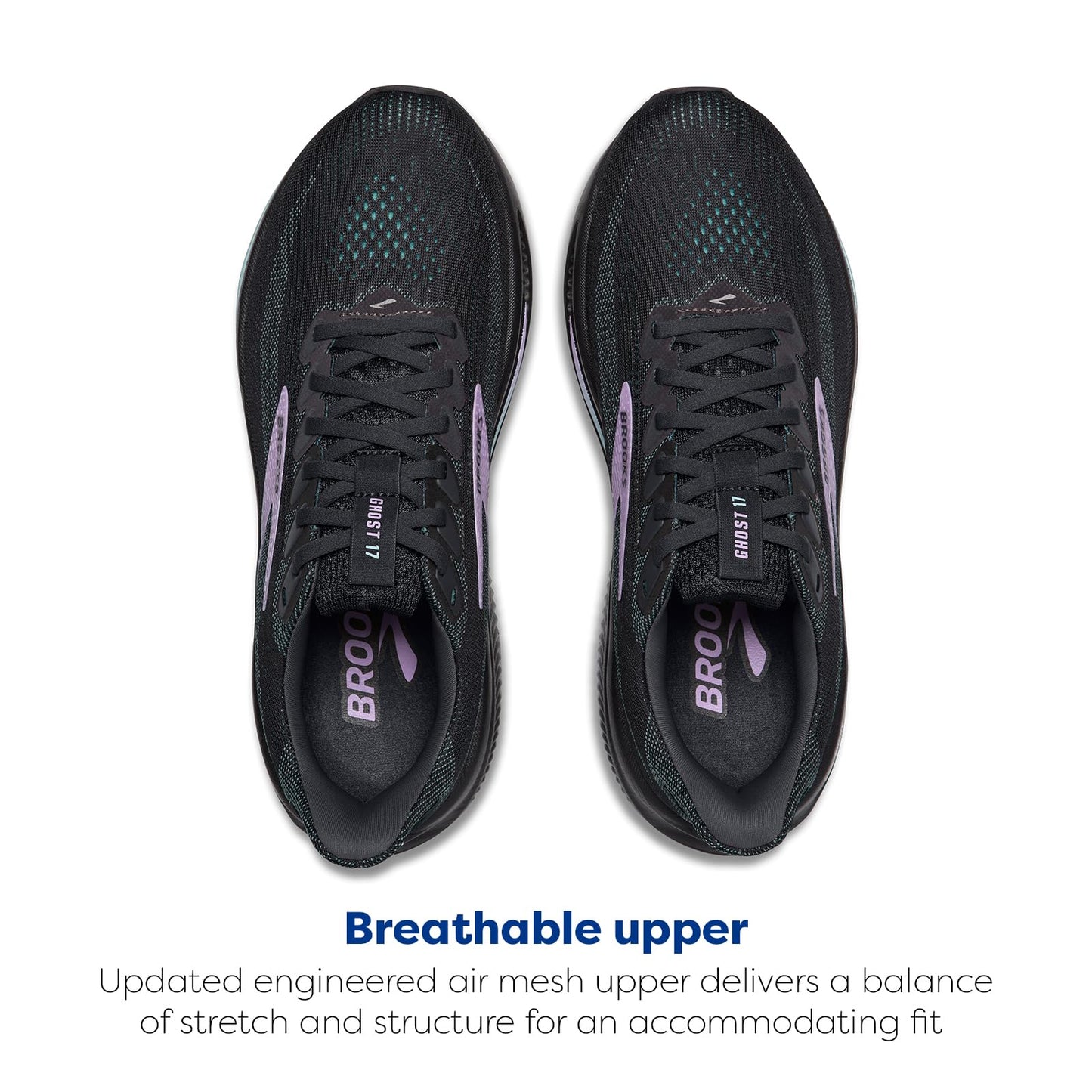 Brooks Women’s Ghost 17 Neutral Running Shoe - Grey/Clearwater/Purple - 6 Medium