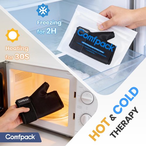 Comfpack Hand Ice Pack Glove, Soft Gel Thumb & Wrist Ice Pack Wrap Reusable Hot Cold Therapy Compress for Arthritis, Tenosynovitis, Swelling, Surgery, Tendonitis, Carpal Tunnel, Trigger Finger