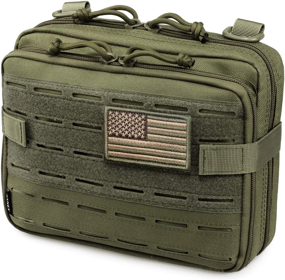 WYNEX Tactical Molle Admin Pouch - Laser Cut Design Utility Organizer with Map Pocket | EDC EMT Pack