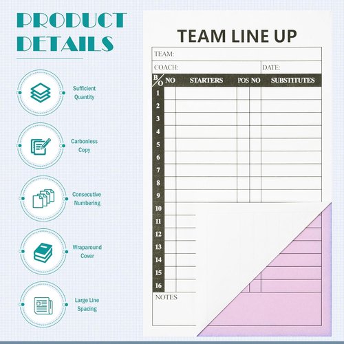 FOBSME Baseball Softball Lineup Cards - 30 Games, 16 Player Rosters | 4.53 x 7.87 Inch Scorebook