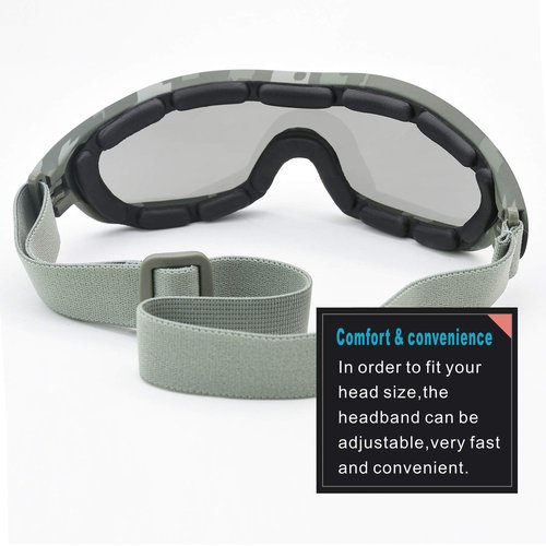 Viriber Motorcycle Goggles - UV Protective Outdoor Glasses, Dust-proof Combat Goggles, Military Sunglasses - Camouflage