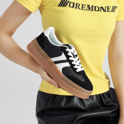 Lxuan Women's Fashion Sneakers - Thick Platform, Anti-Slip Rubber, Lace-Up Comfort | Stylish Walking Shoes