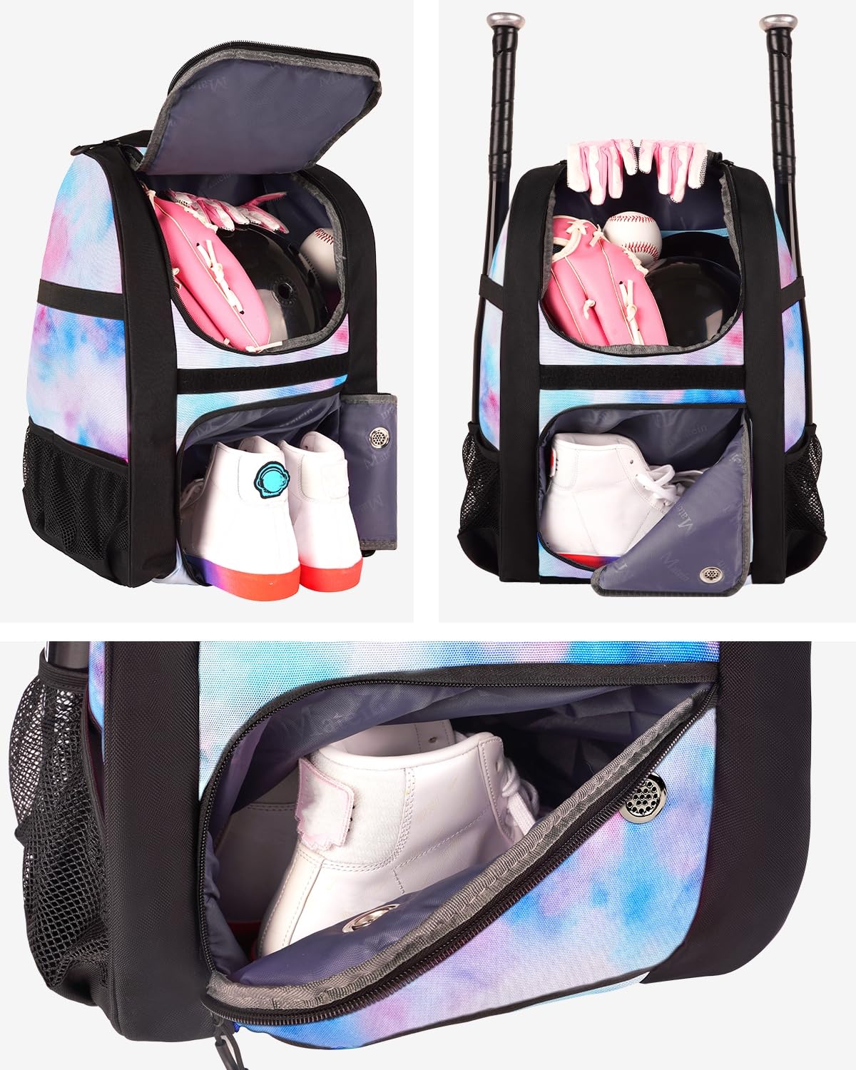 MATEIN Softball Backpack for Girls, Baseball Backpack Equipment Bag with Shoe Compartment, Softball Bat Bag Large Main Compartment Fit Gear & Accessories, Baseball Gifts