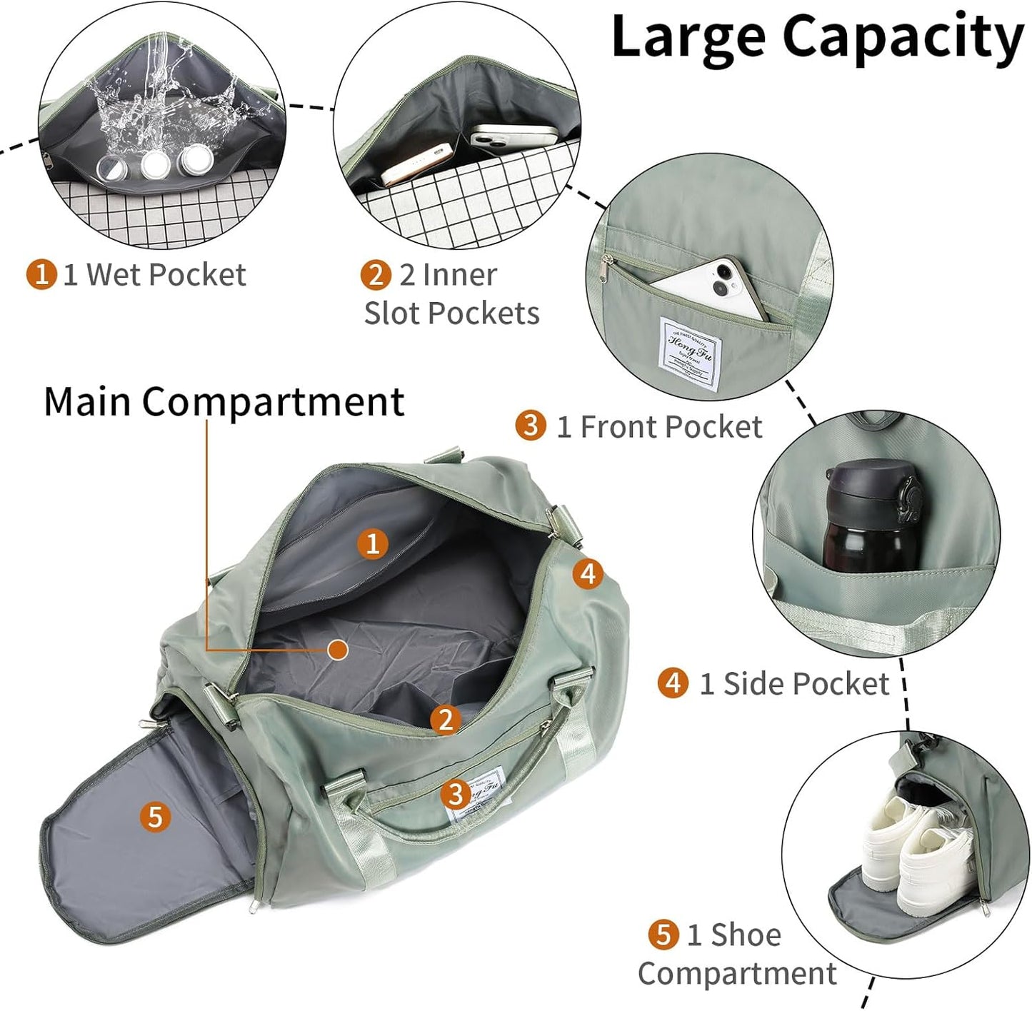 Skiennix Gym Bag for Women - Sports Duffle with Wet Pocket & Shoe Compartment | Perfect for Travel & Weekend Getaways