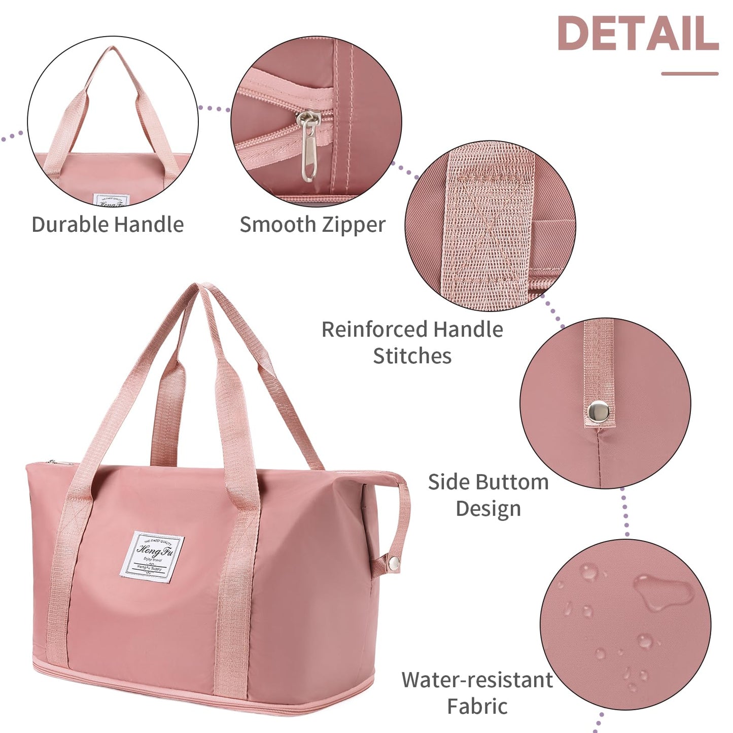 AMXNX Travel Duffel Bag Weekender Bags for Women Foldie Travel Bag Expandable Overnight Bag Water-resistant for Sports Gym