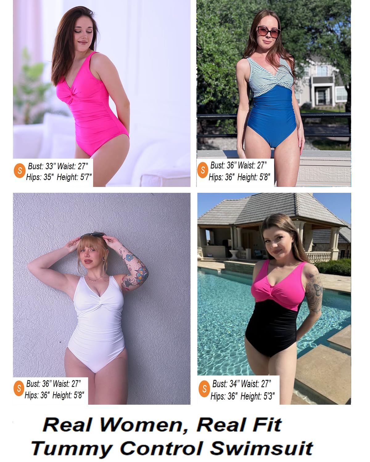 Holipick White Women Tummy Control One Piece Swimsuit - Push Up Bathing Suit Full Coverage Slimming Swimwear XXL