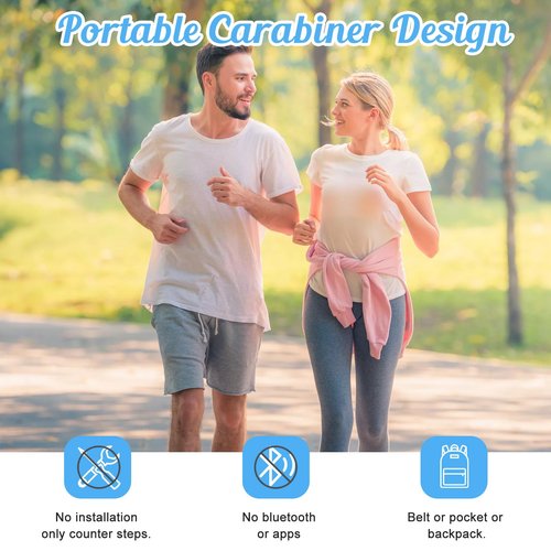 Simple Pedometer for Walking, Accurate Step Tracker with Carabiner, 3D Step Counter for Men Women Seniors - Black