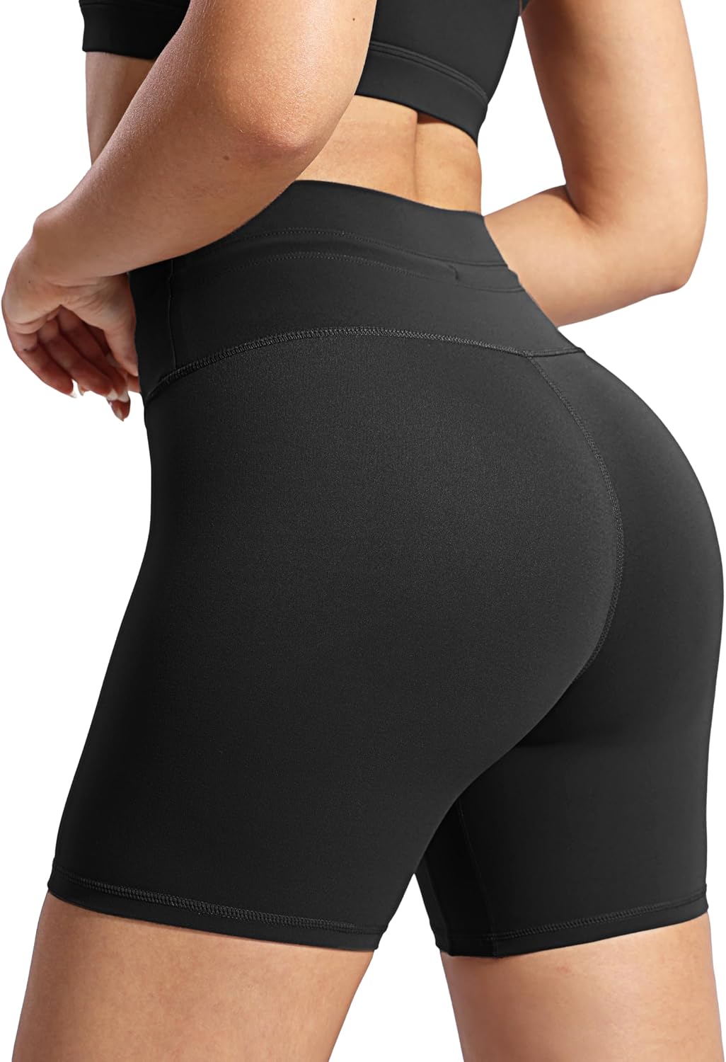POSHDIVAH Women's High Waisted Creamluxe Biker Shorts | 6"/8" Drawstring for Gym & Yoga