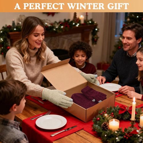 Fivali Winter Hat and Gloves Set: Windproof Thermal Knit Cuffed Beanie and Warm Touchscreen Gloves for Men Women in Cold Weather Outdoor Sports Commuting Skiing Hiking, WineRed