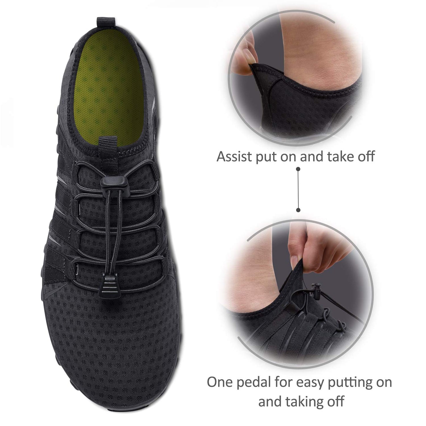 SEEKWAY Water Shoes Sports Quick-Dry Barefoot Aqua Beach Pool Lake Swim Boating Hiking Surfing Men Women 471-Black SP001