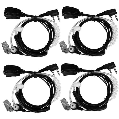 Retevis Walkie Talkie Earpiece with Mic,Clear Acoustic Tube,2 Pin,for RT22 RT68 RT21 H-777 RT22S RT27 RT18 RB45, Compatible with BAOFENG UV-5R Kenwood pxton 2 Way Radio, 2 Way Radio Earpiece(4 Pack)