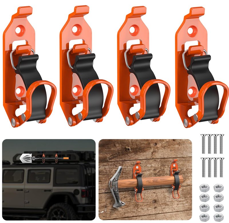 Youlvy Metal Rubber Shovel Mount for Roof Rack/ Truck Bed, Axe Jeep UTV Offroad Shovel Holder with Wall Mounting Kit Fit 0.67" to 1.57" Diameter Tools 4P