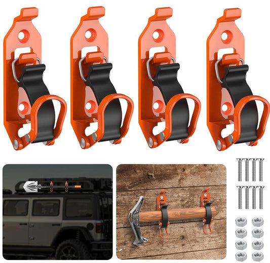 Youlvy Metal Rubber Shovel Mount for Roof Rack/ Truck Bed, Axe Jeep UTV Offroad Shovel Holder with Wall Mounting Kit Fit 0.67" to 1.57" Diameter Tools 4P