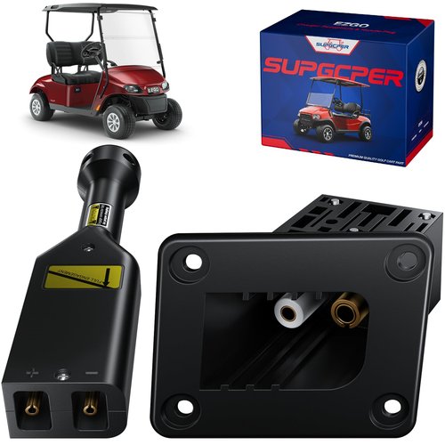 EZGO 36V PowerWise Charger Receptacle and Plug, Golf Cart Battery Charger Port and W/Handle Plug for 1996-UP EZGO TXT Medalist Electric, EZGO Charger Plug Socket Replace OEM# 73345-G01, 73063-G01