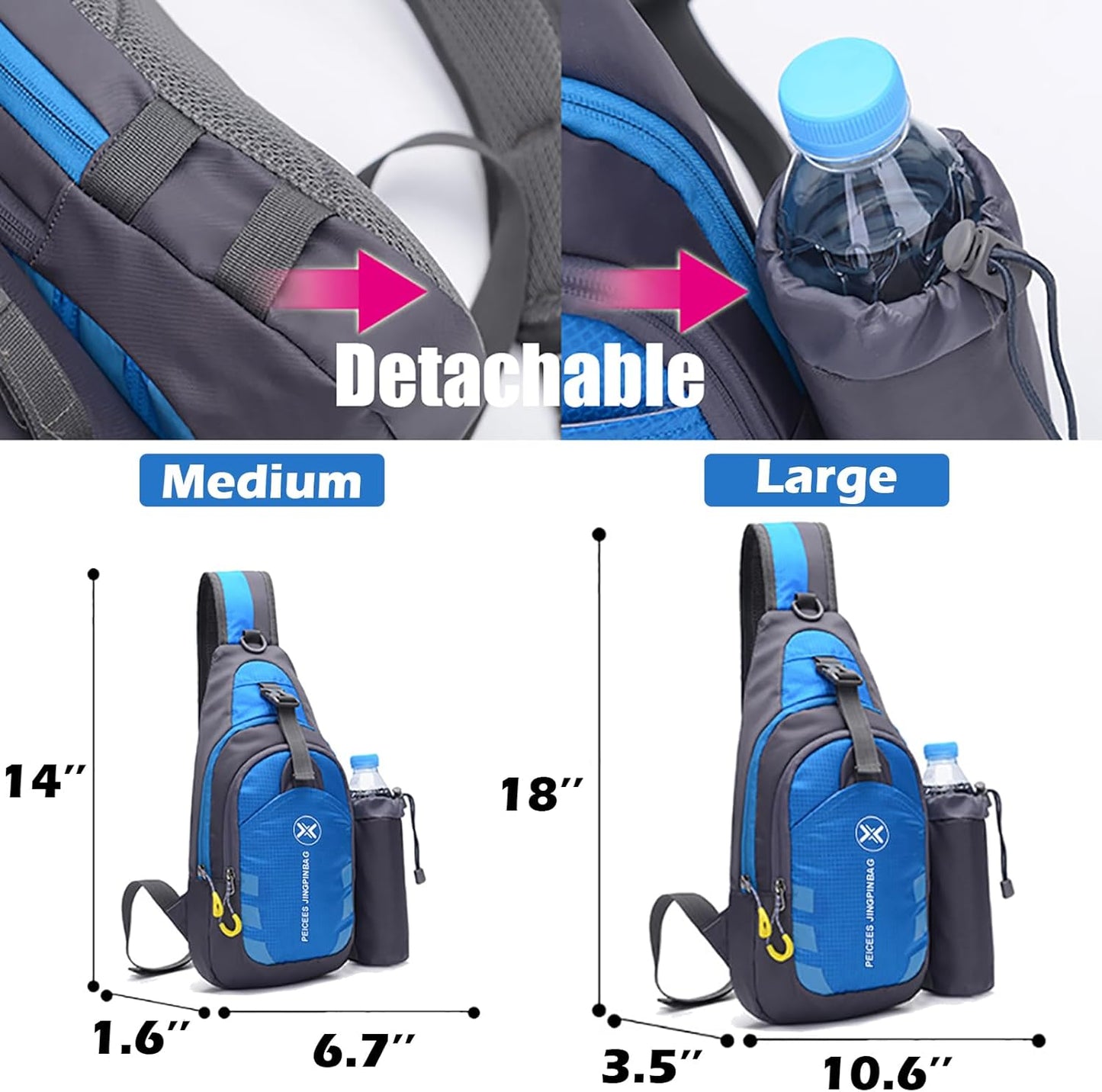 Peicees Crossbody Sling Backpack - Versatile Travel Daypack for Men & Women | Ideal for Gym & Biking