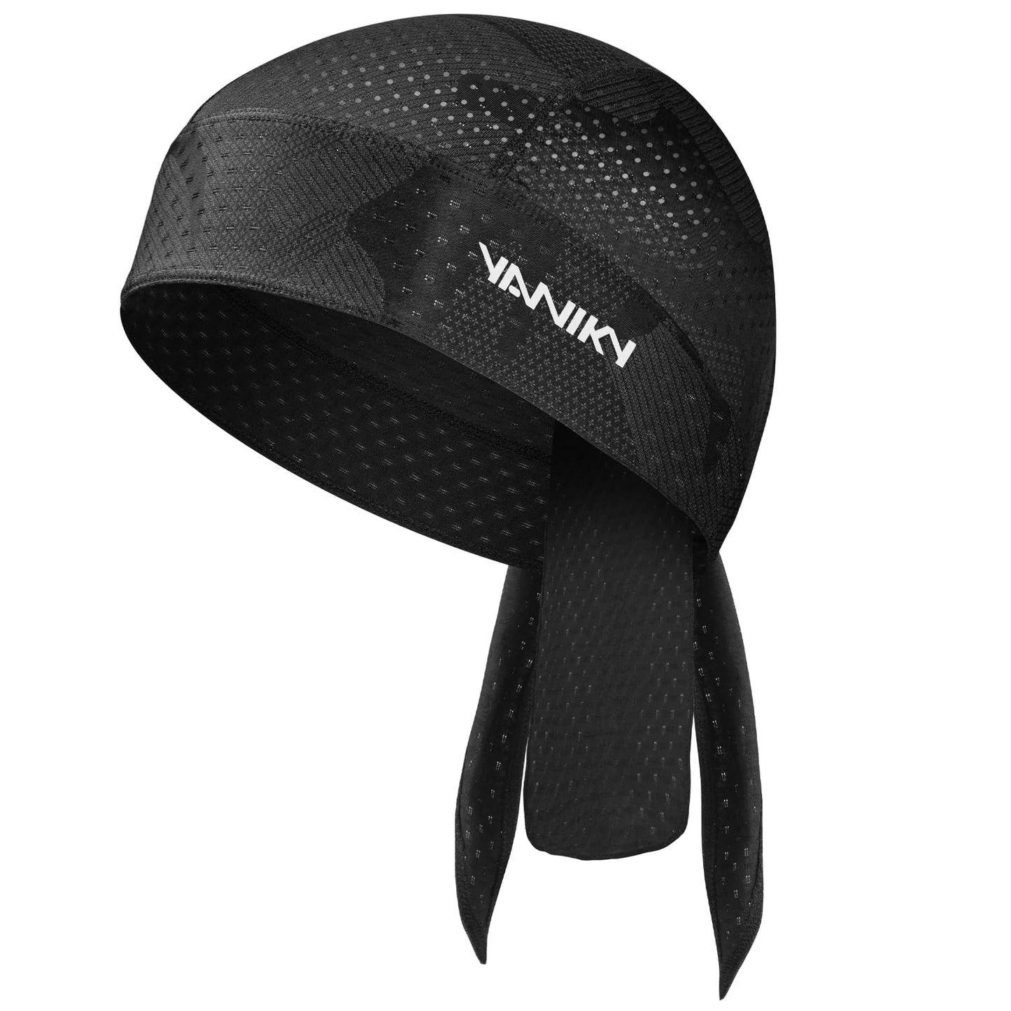 YANIKY Bandana Skull Caps for Men Women Quick-Drying Cooling Do Rag Breathable Durag Cap Helmet Liner for Cycling Running Black