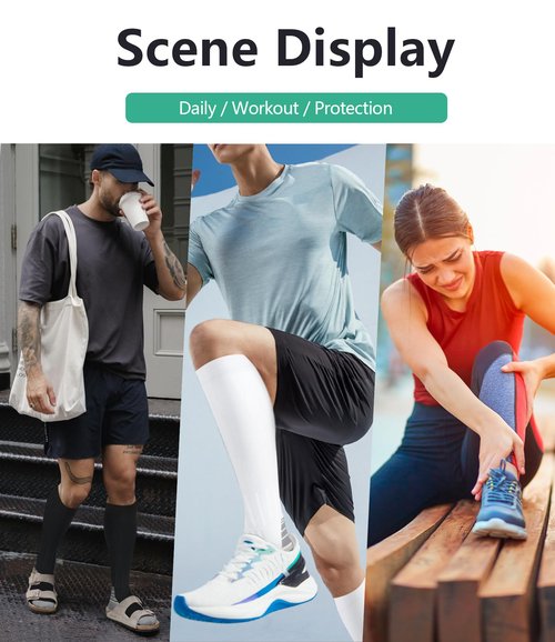 FuelMeFoot 3 Pack Compression Socks For Women Men Knee High Socks 15-20mmHg workout socks runner tall pregnant 9-12 presents graduation clothes