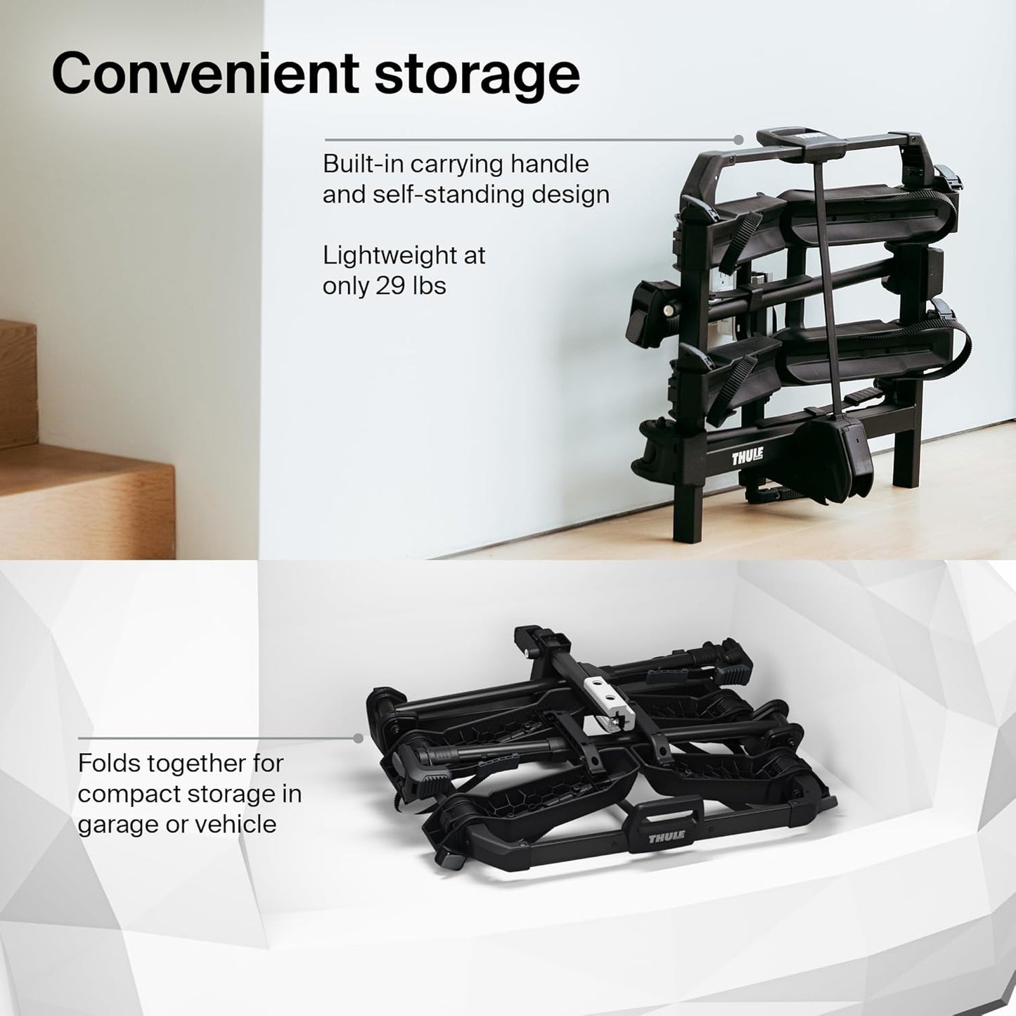 Thule Outpace 2 Bike Hitch Rack - Compact & Lightweight Platform Bike Rack - Foldable Design - Fits Most Bike Styles - 110lb Capacity 55lbs per Bike - 2" & 1.25" Hitch Compatibility