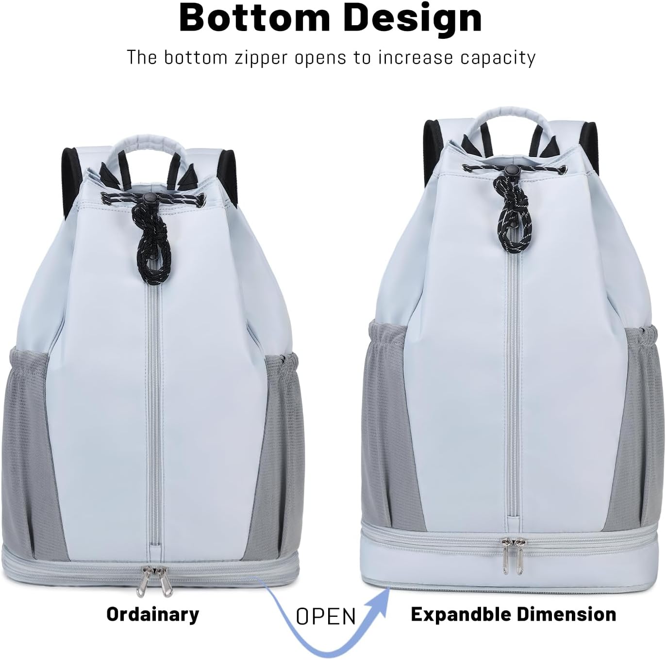 Mygreen Gym Drawstring Backpack - Waterproof Sports Bag with Shoe Compartment | Lightweight, Breathable, Large Capacity, Foldable Design in Black