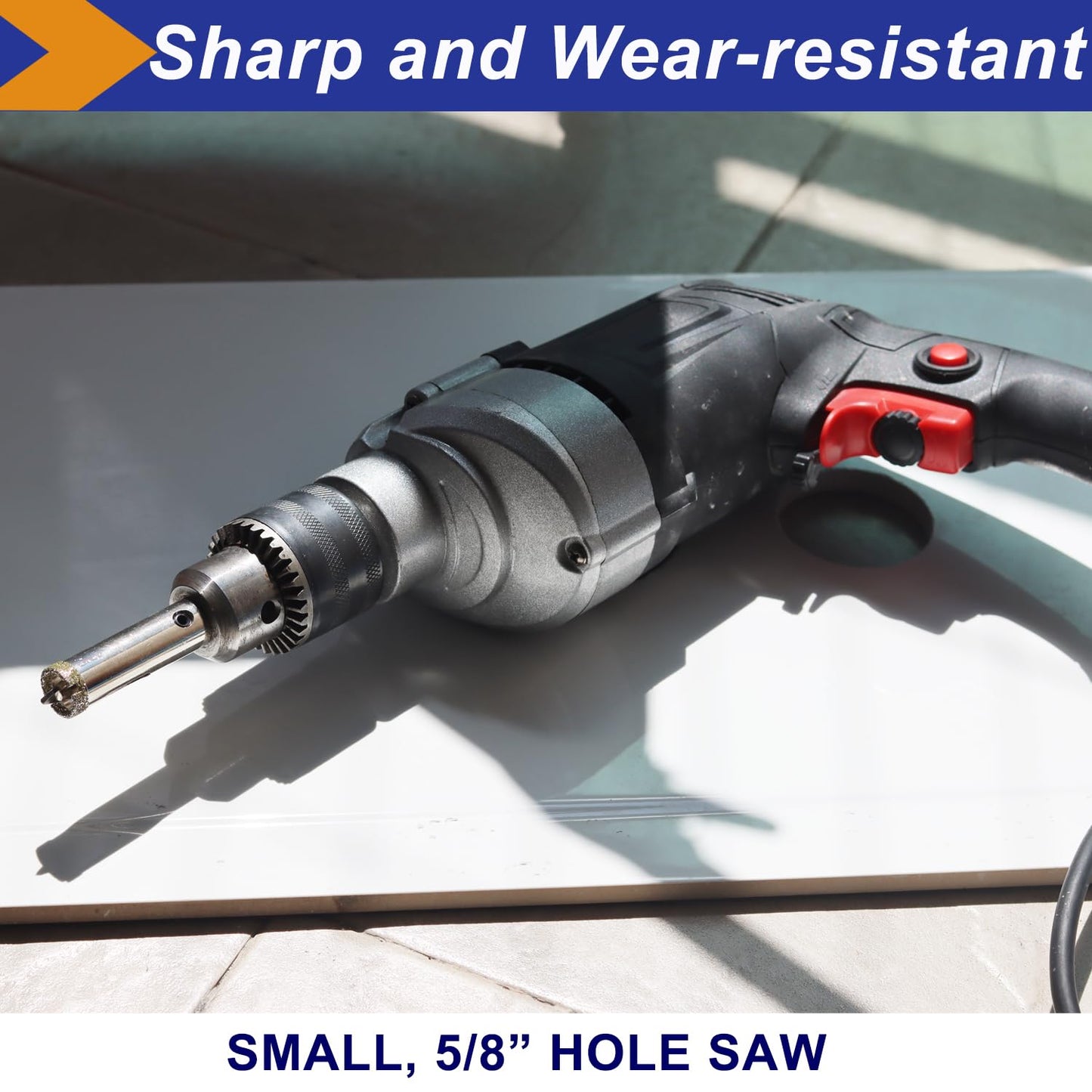 5/8" Diamond Hole Saw with Pilot Bit, DaduoRi 5/8 Inch Tile Drill Bits for Granite, Ceramics, Porcelain Tiles, Marble, Glass, Stones, 1 1/2" Depth of Cut for Thick Countertops (16mm)