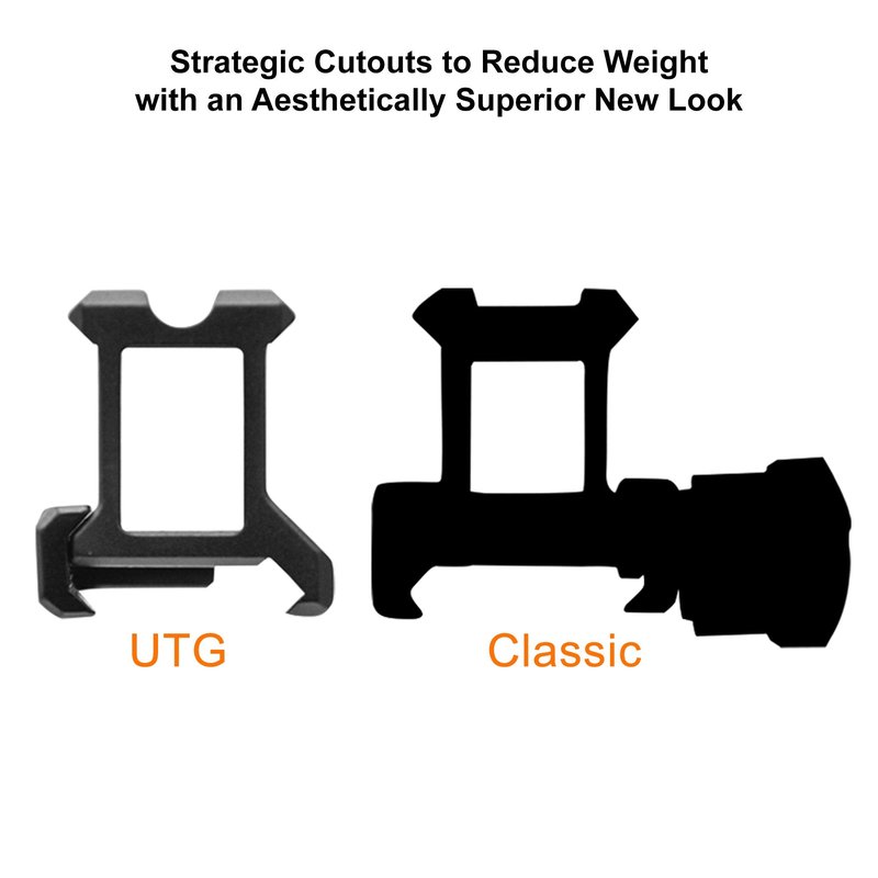 UTG Super Slim Picatinny Riser Mount, 1" Height, 13 Slots , Black