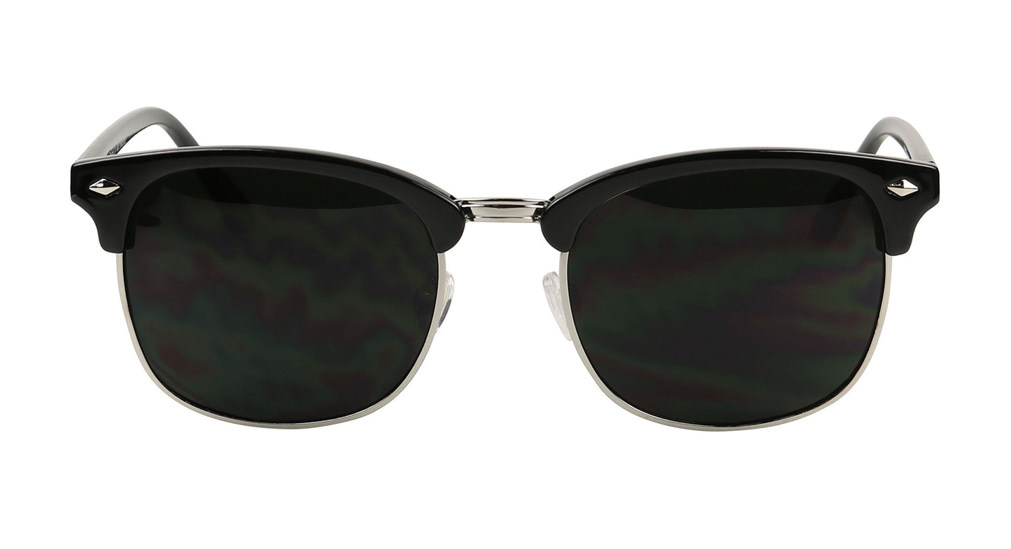 ShadyVEU Super Dark Round Semi Rimless Sunglasses UV Protection Retro 60's Half Frame Vintage English Nose Piece