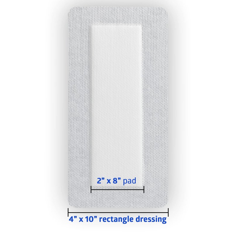 Medline Bordered Gauze, 4" x 10" Adhesive Island Wound Dressing, Sterile, 15 Count