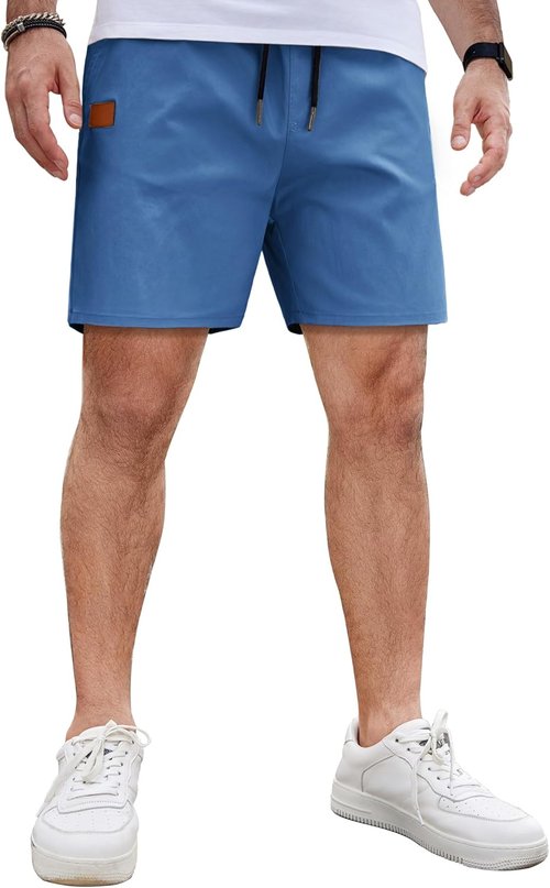 COOFANDY Men's Casual Cotton Shorts - Lightweight 5-Inch Drawstring Beach Chino | Perfect for Summer