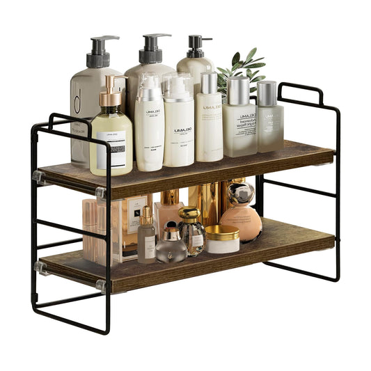 YIJUYO 2-Tier Bathroom Countertop Organizer, Mordern Storage Shelf, Bathroom Shelf and Decor, Vanity Tray for Living Room, Kitchen