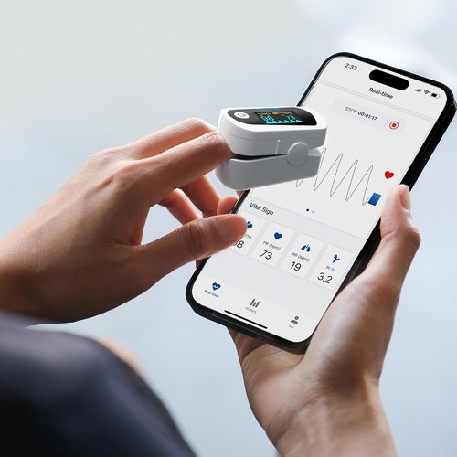 Innovo iP900BP-B Fingertip Pulse Oximeter - Bluetooth Blood Oxygen Monitor with App & Plethysmograph