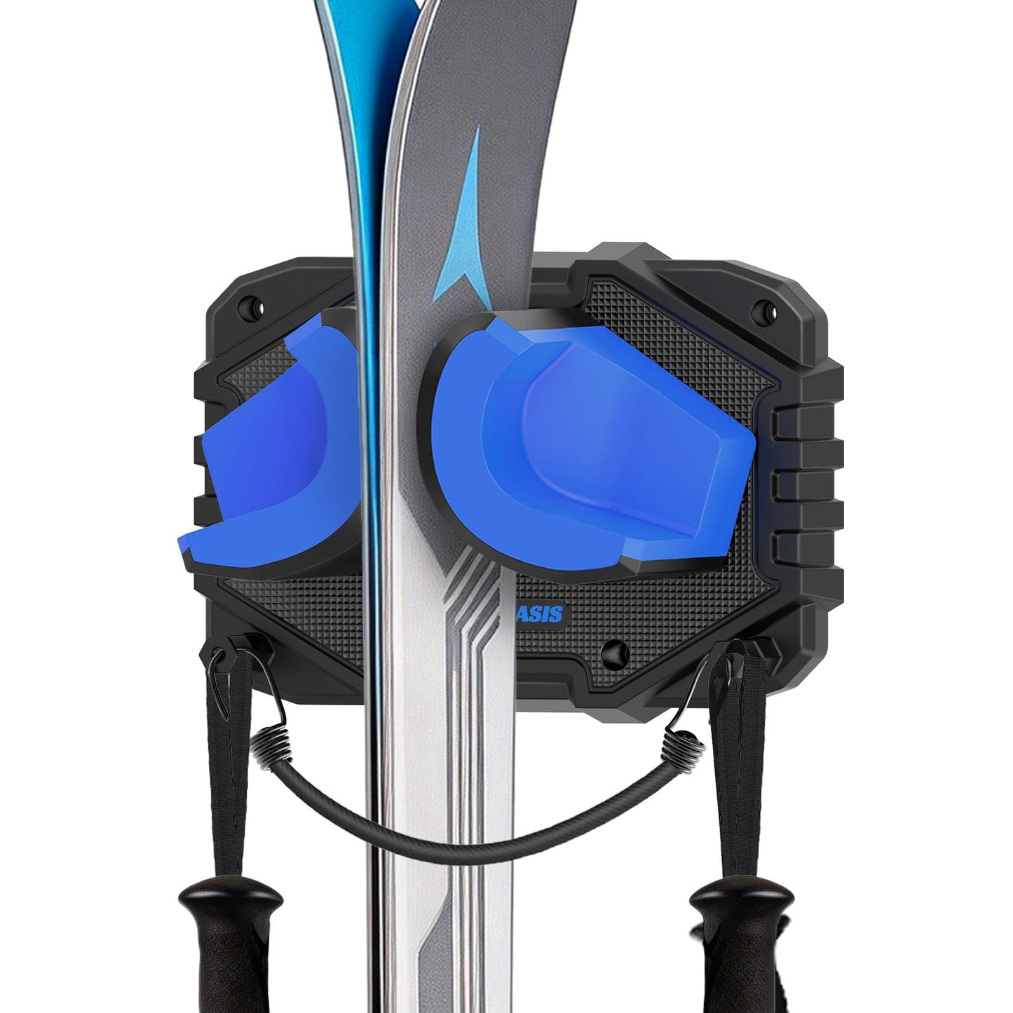 Ski & Snowboard Wall Mount, Fits Most Skis & Snowboards, Anti-Scratch & Non-Slip, Secure Hold Up to 25 lbs, Easy Install, Ski Holder with Pole Hooks, Space-Saving Garage Storage Ski Hanger, 2 Pack