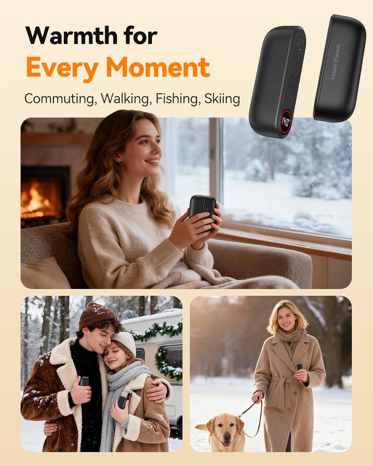 Skiennix 2-in-1 Rechargeable Hand Warmers - Magnetic Electric Design, 8000mAh, 3 Heat Levels Up to 140°F