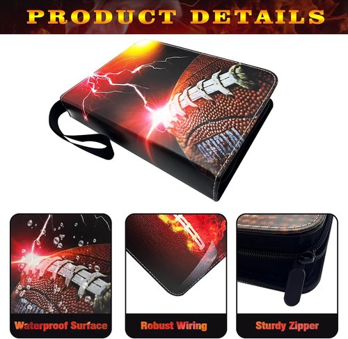 Football Card Binder - 900 Pocket Trading Card Holder with Sleeves | Durable Storage Organizer for Sports Cards
