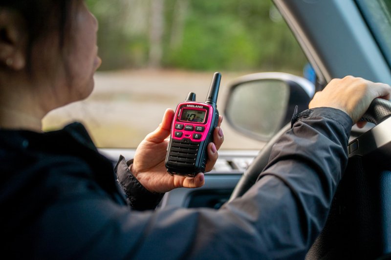 Midland T71PNK X-TALKER FRS Walkie Talkies with NOAA Weather Scan & Alert – Long Range Two-Way Radios – 36 Channels, 121 Privacy Codes – for Camping, Overlanding, Rock Crawling – Black/Pink, 2 Pack