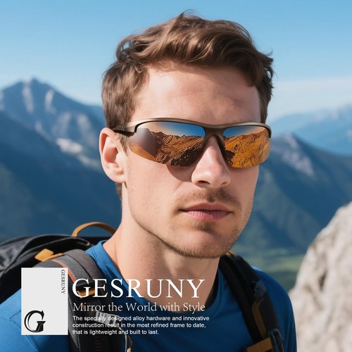gesruny Polarized Sport Sunglasses for Men and Women, Lightweight Sun Glasses with UV Protection for Cycling Running Z1