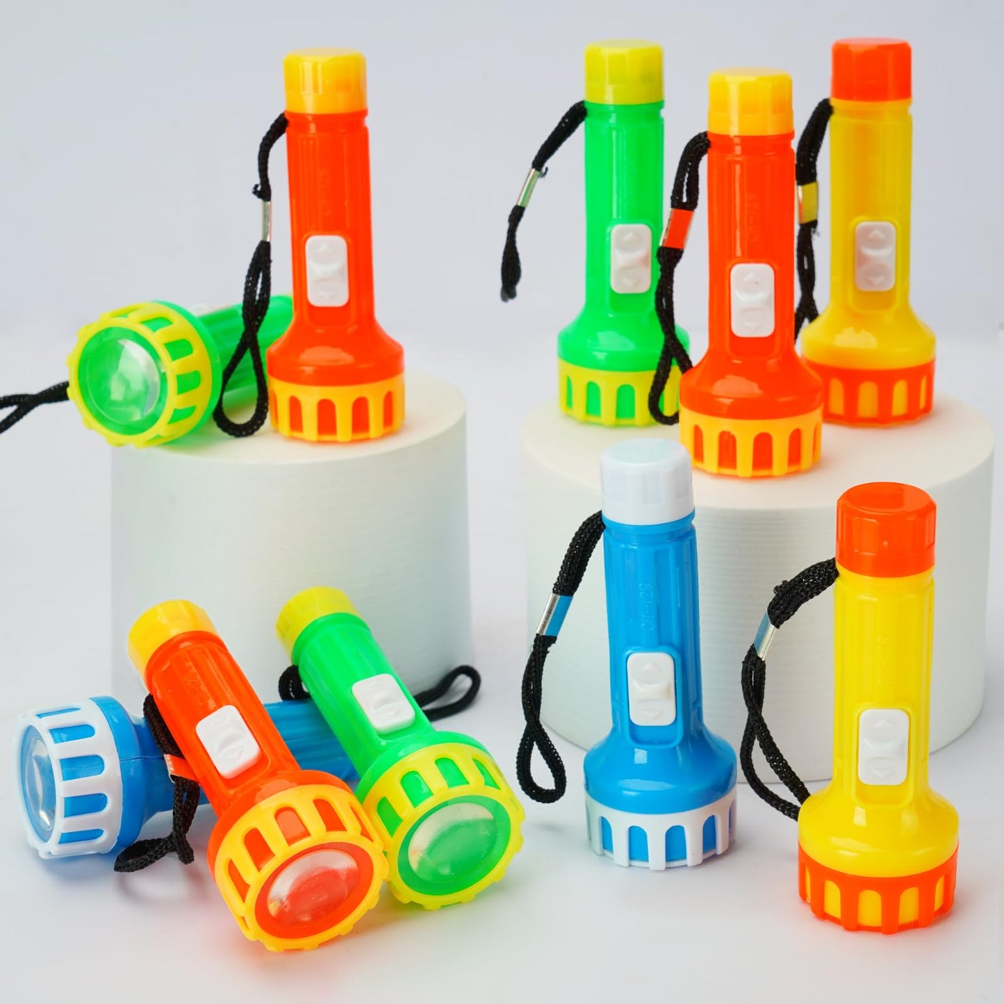 PROLOSO 30 Pcs Mini Flashlights with Lanyard Batteries Included Handheld Flashlight Torch Set for Kids Camping Hiking Gift Party Favors
