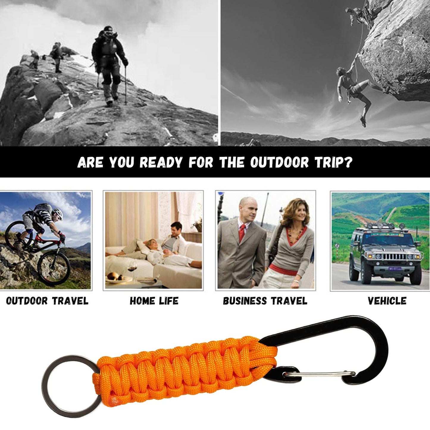 Snmzlc 4 Pcs keychain with carabiner Lanyard Hanger with Chain Chain Hooks Heavy Duty Hook Holder for Water Bottle Outdoor, hiking, barbecue, backpacking US231