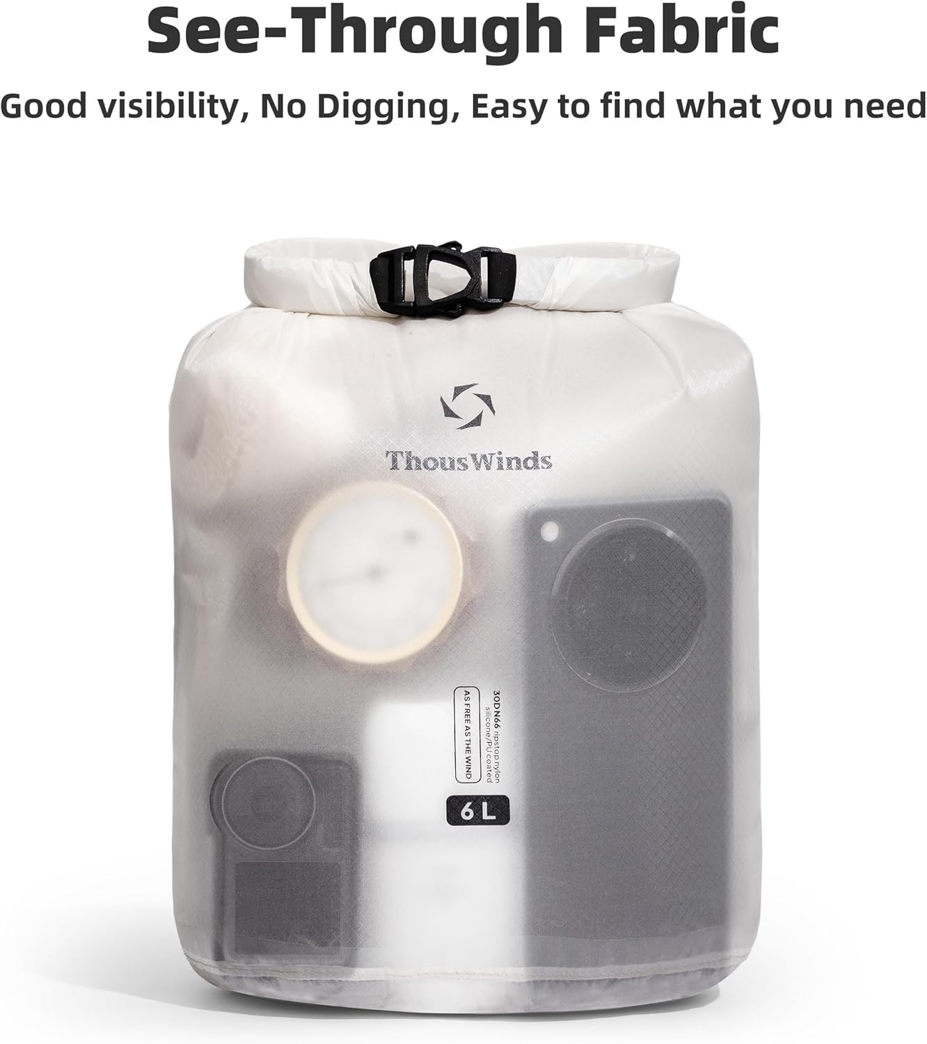 Thous Winds Waterproof Dry Bag - 12L Lightweight Roll Top Storage Sack for Travel & Outdoor Activities