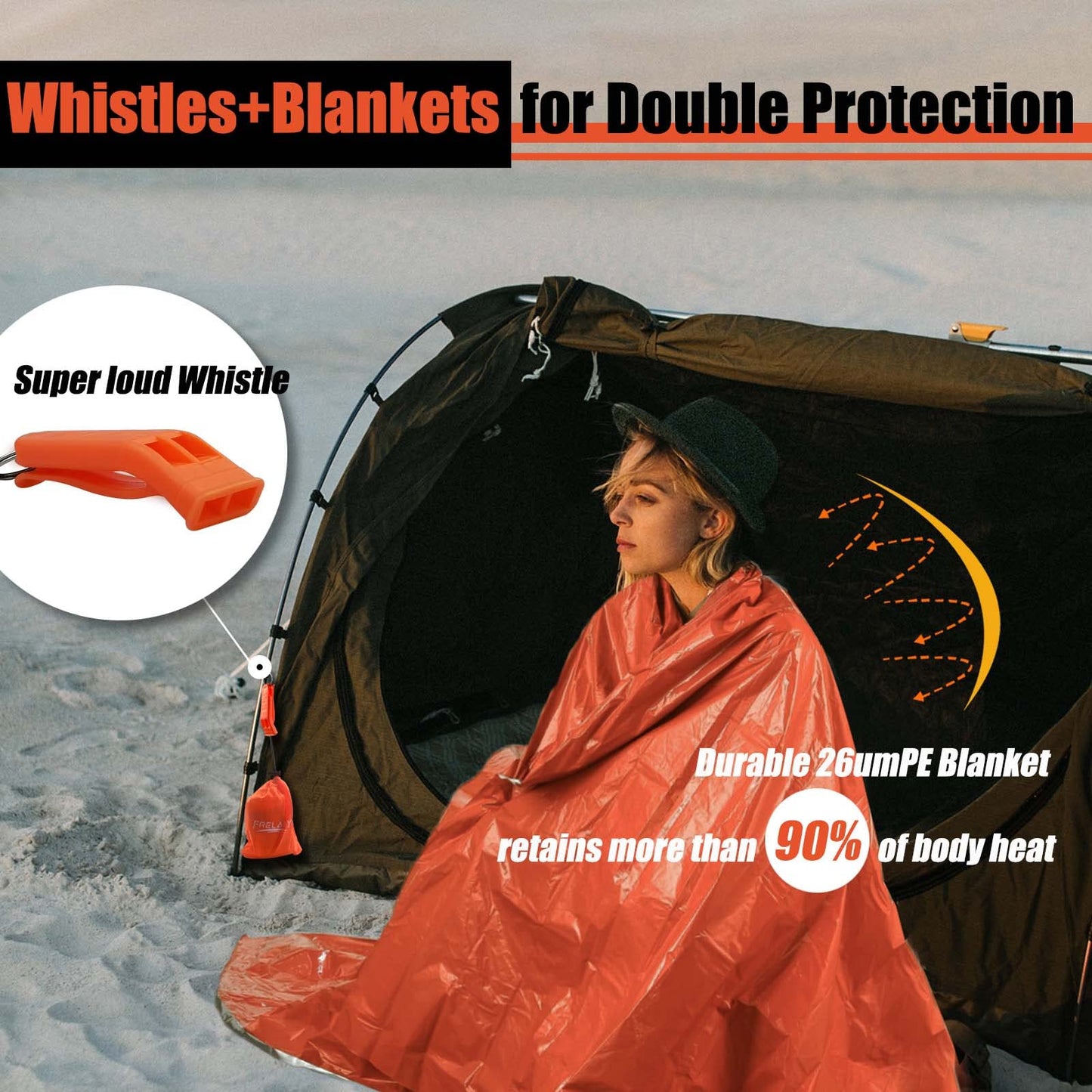 Frelaxy Emergency Blanket 2 Pack, Extra Thick Large Space Blankets
