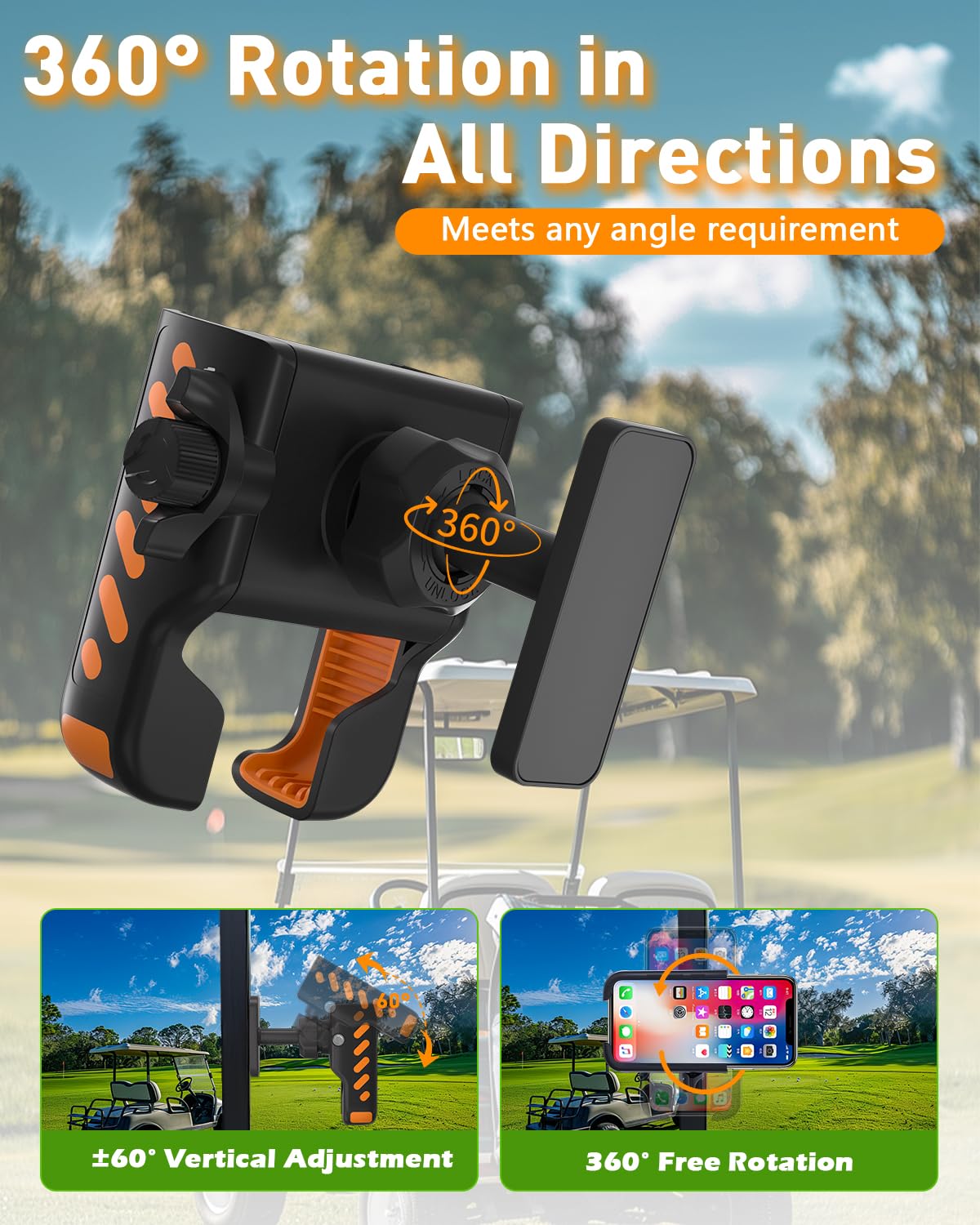 Zekoodl Golf Cart Phone Holder, Magnetic Phone Holder for Golf Cart, with Super Strong N52 Magnets, Fits EZGO/Yamaha/Club Car/Icon Golf Cart, Golf Accessories for Men & Women - Golf Cart, Gym (1 Pack)