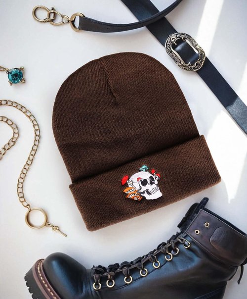 MixYoke Gothic Skull Beanie Hats for Men Women, Skeleton Cuffed Winter Hat for Goth Gifts, Indoor and Outdoor Outfit Matching