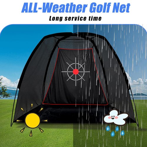 ANDGOAL Golf Net Practice Hitting Driving Range - Quiet Impact Heavy Duty Training Cage with Triple-Turf Mat for Backyard Garage Indoor Outdoor - Gifts for Men Beginners