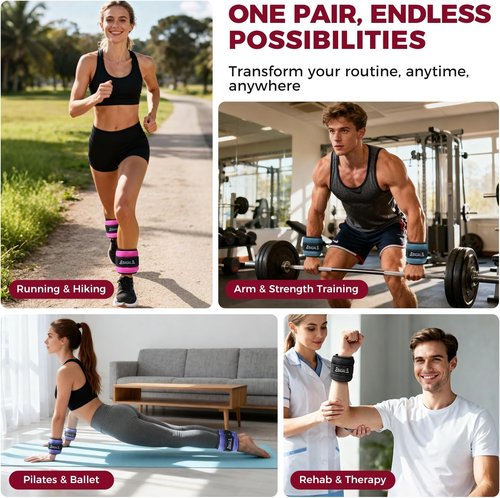 BAGAIL Ankle Wrist Weights - Adjustable 1-10 LBS for Walking, Running & Home Fitness | Sleek Design