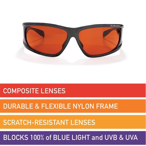 BluBlocker Viper Sunglasses, 100% UV & Blue Light Protection. Rubberized grip. Comfortable
