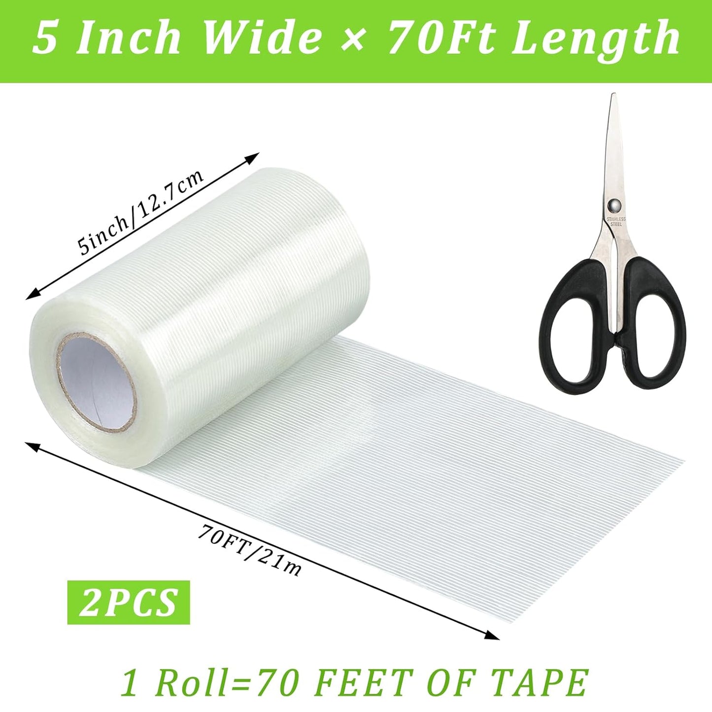 Skiennix 5-Inch × 70FT RV Awning Repair Tape - Heavy-Duty Waterproof & UV-Proof Patch Kit with Scissors