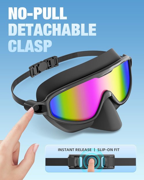 Aegend Swim Goggles - Anti-Fog, UV Protection, No-Leak Design | 2-Pack with Nose Cover for Adults
