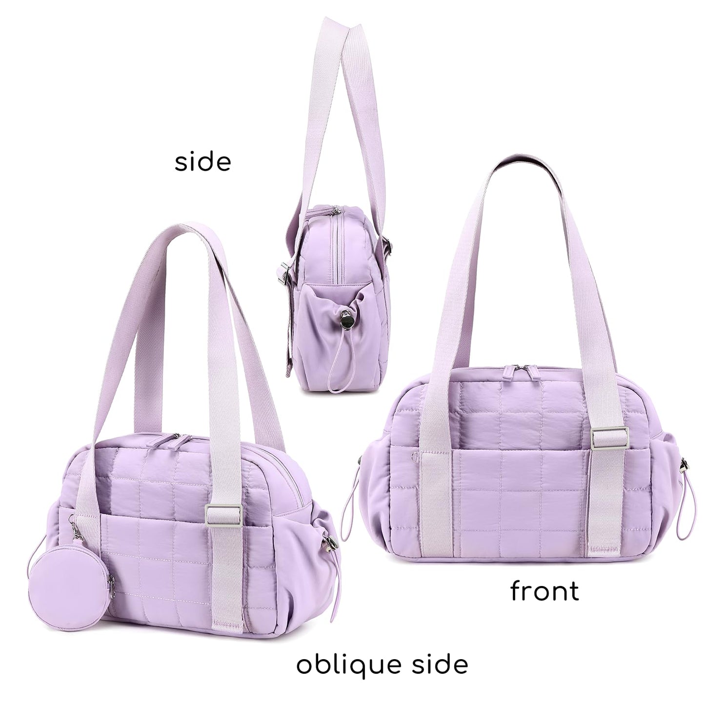 CAMTOP Mini Gym Bag for Women, Small Gym Tote Bag Puffy Quilted Sports Duffel Bag with Wet Compartment and Coin Purse Duffel Bags Dance Yoga Workout Bag for Gifts (Fashional Purple, Mini-12.6")
