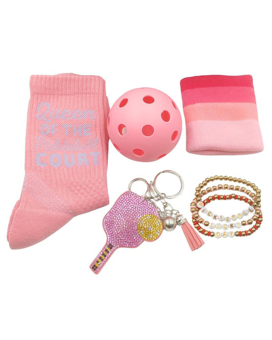 GEMINIGAMER2 Pickleball Gifts for Women – Cute Pink Accessories Gift Set with Socks, Keychain, Bracelet, Wristband & Ball | Perfect Holiday, Christmas Gift for Her, Mom & Pickleball Players